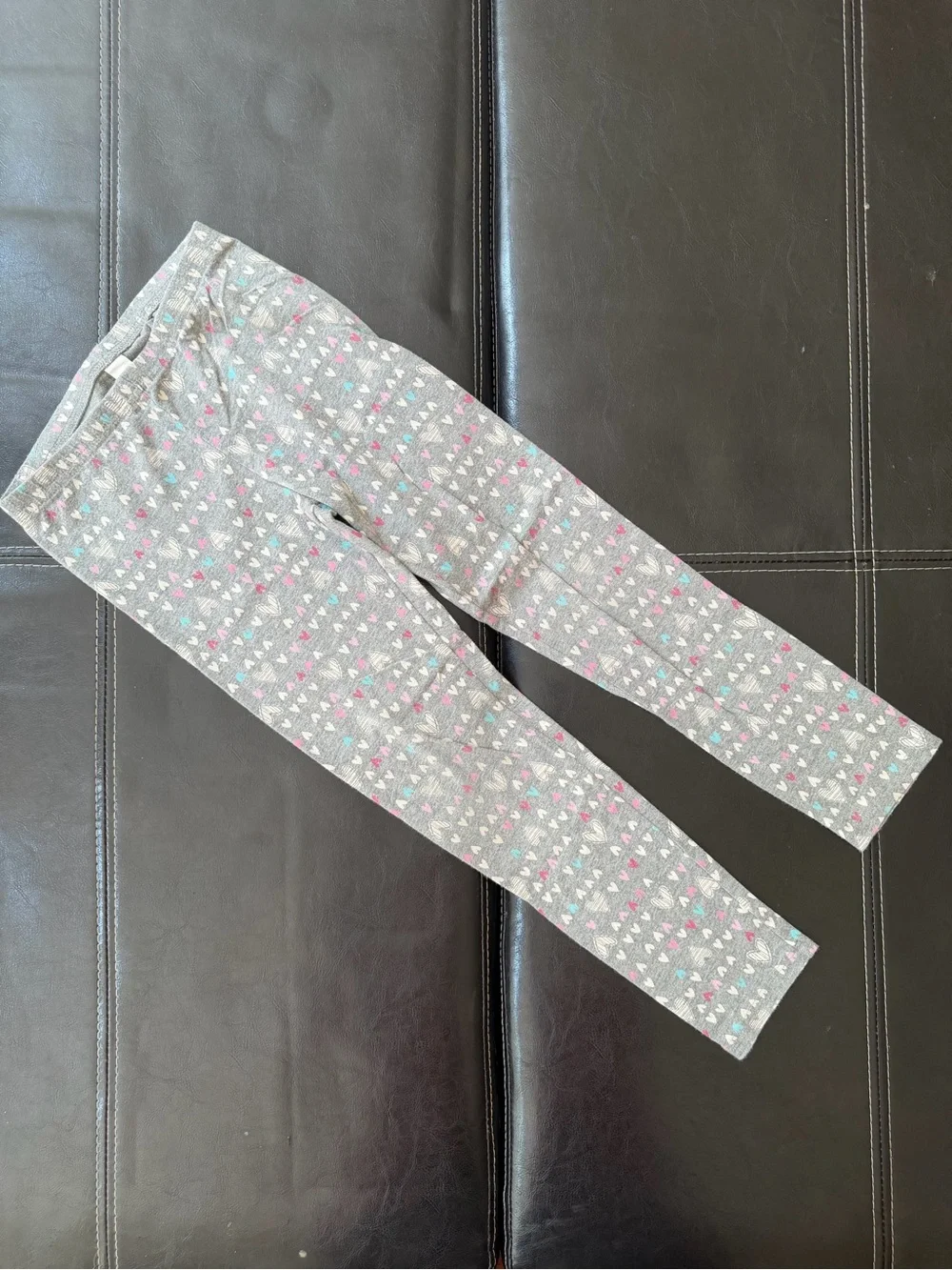Jumping Beans - Girl’s Gray Leggings with Pink & White Hearts